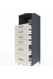 Kronos Dolap Tek Raflı 6 Çekmeceli 60x59x182 Antrasit-Aytaşı