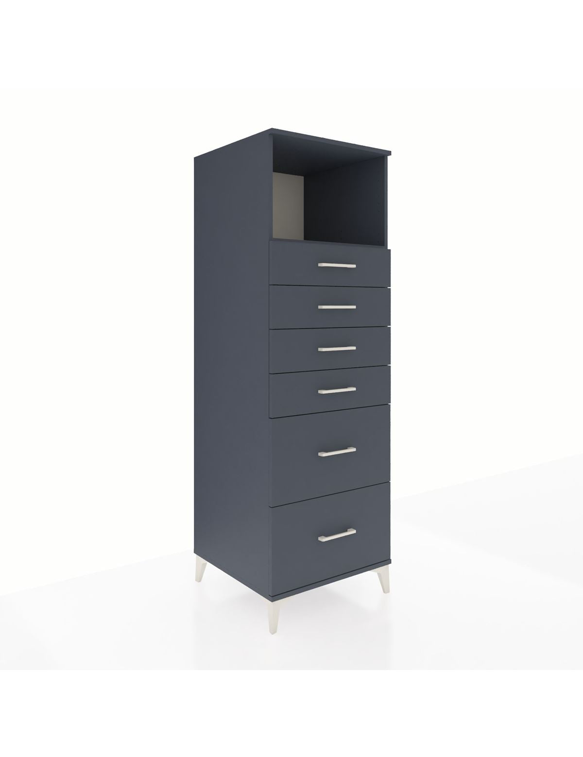 Kronos Dolap Tek Raflı 6 Çekmeceli 60x59x182 Antrasit-Antrasit