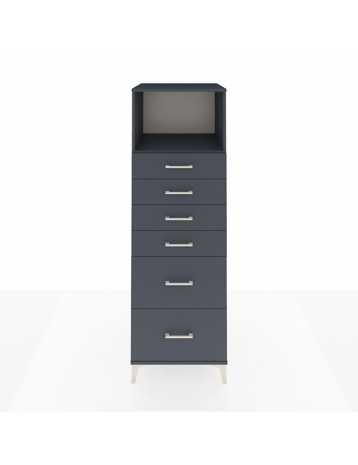 Kronos Dolap Tek Raflı 6 Çekmeceli 60x59x182 Antrasit-Antrasit