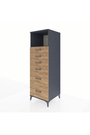 Kronos Dolap Tek Raflı 6 Çekmeceli 60x59x182 Antrasit-Çam