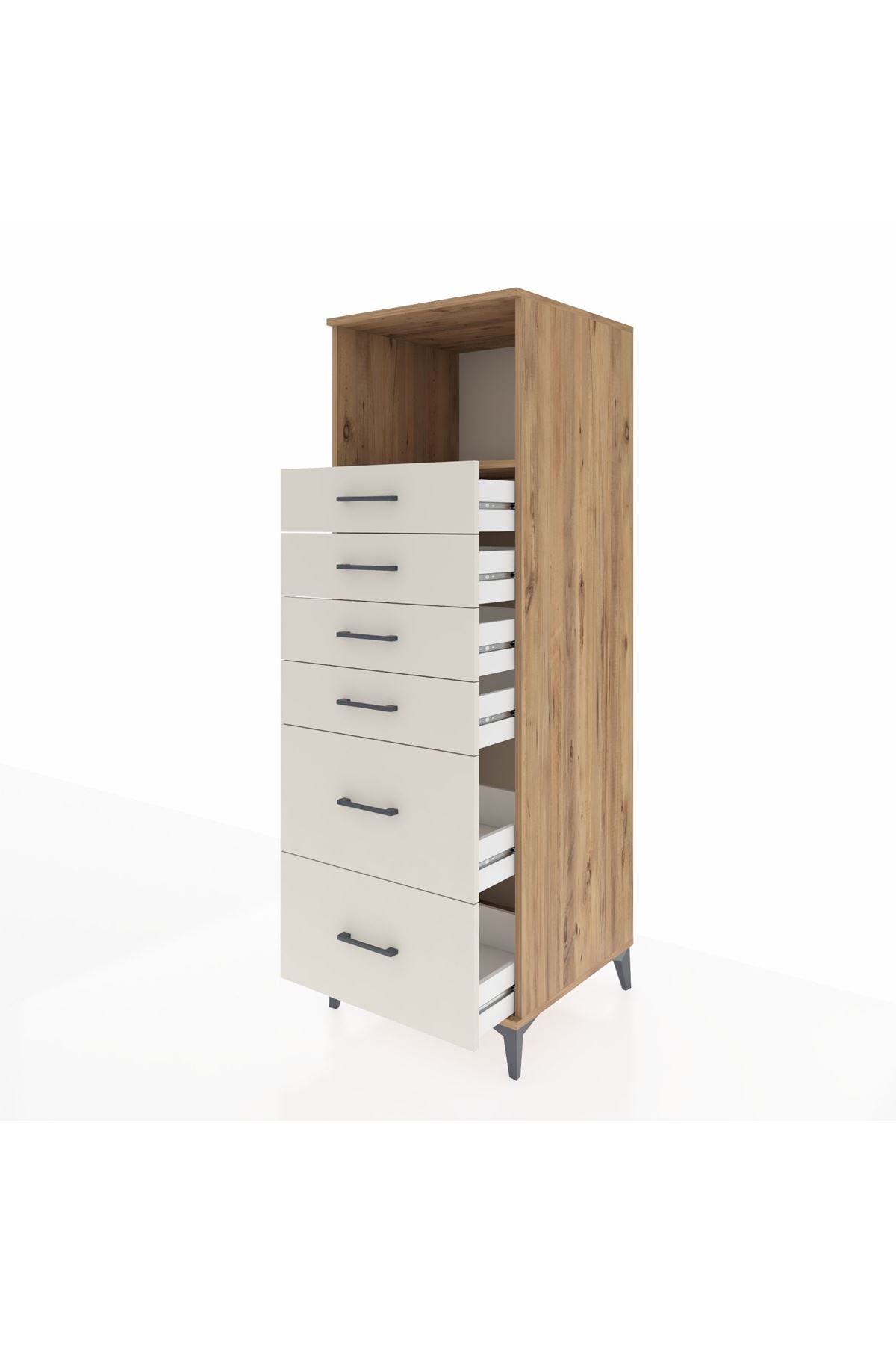 Kronos Dolap Tek Raflı 6 Çekmeceli 60x59x182 Çam-Aytaşı