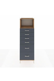 Kronos Dolap Tek Raflı 6 Çekmeceli 60x59x182 Çam-Antrasit