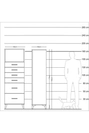 Kronos Dolap Tek Raflı 6 Çekmeceli 60x59x182 Çam-Çam