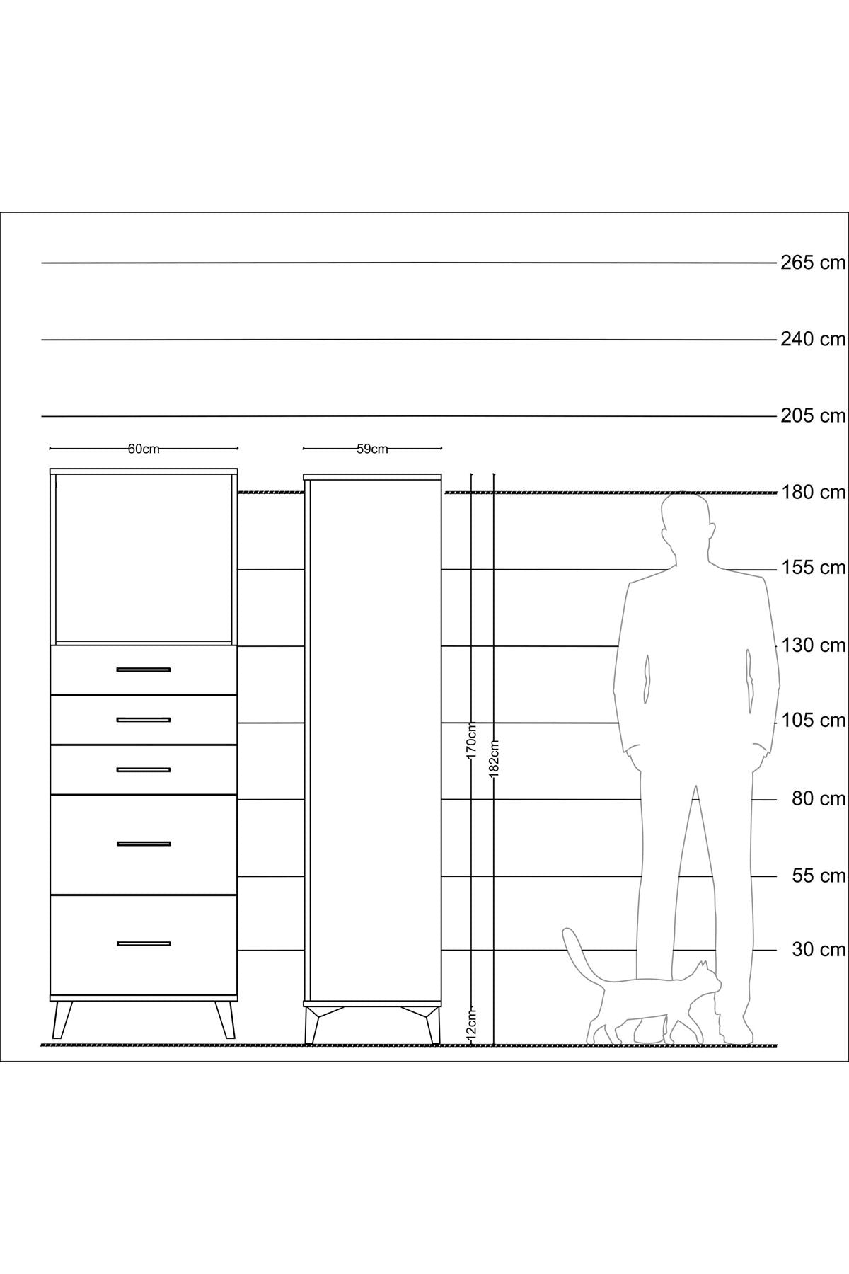 Kronos Dolap Tek Raflı 5 Çekmeceli 60x59x182 Aytaşı-Aytaşı