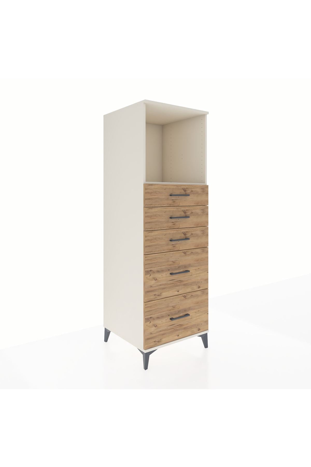 Kronos Dolap Tek Raflı 5 Çekmeceli 60x59x182 Aytaşı-Çam