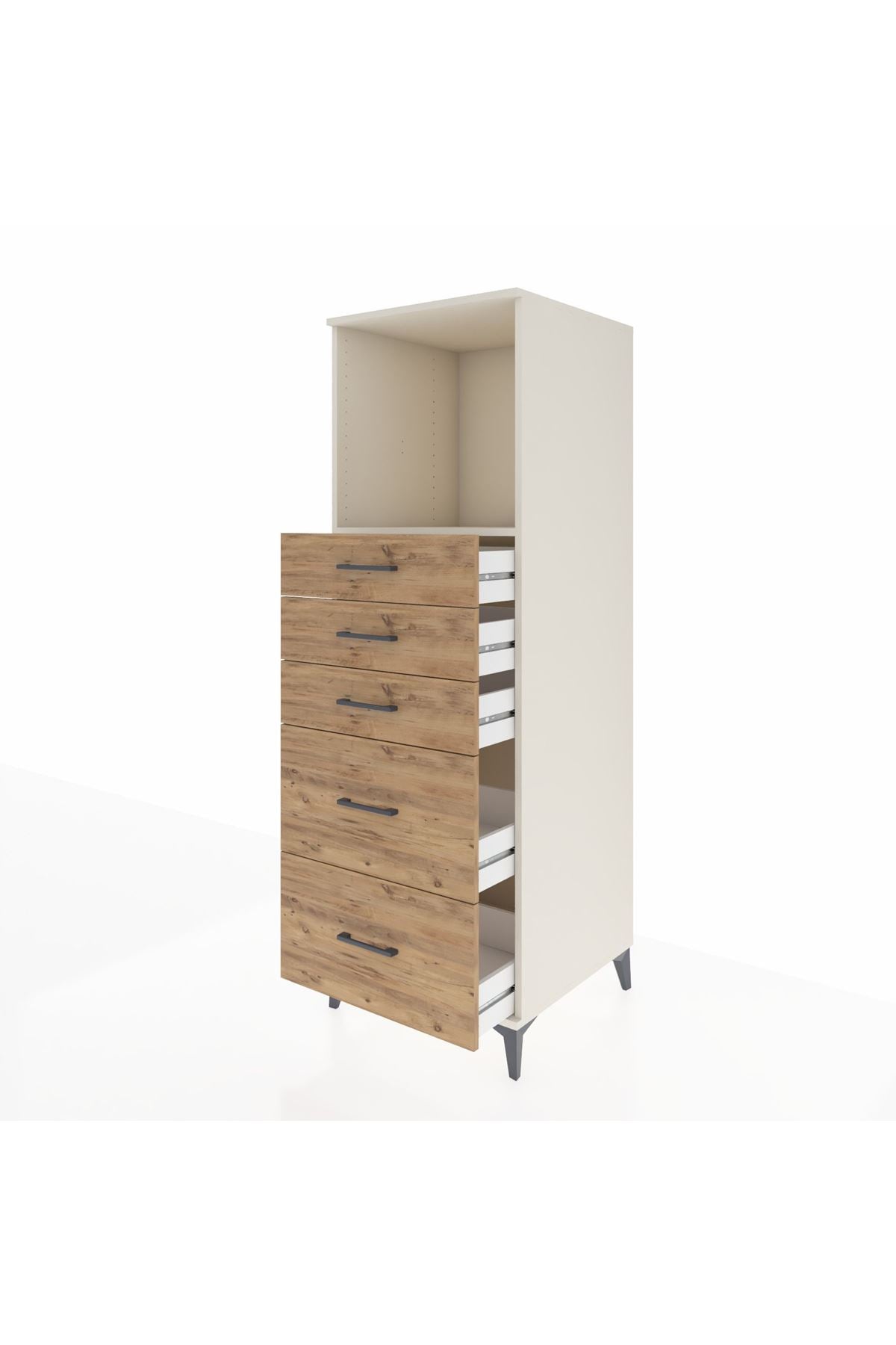 Kronos Dolap Tek Raflı 5 Çekmeceli 60x59x182 Aytaşı-Çam