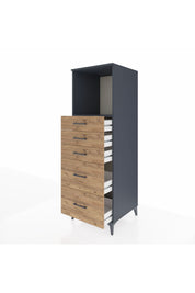 Kronos Dolap Tek Raflı 5 Çekmeceli 60x59x182 Antrasit-Çam