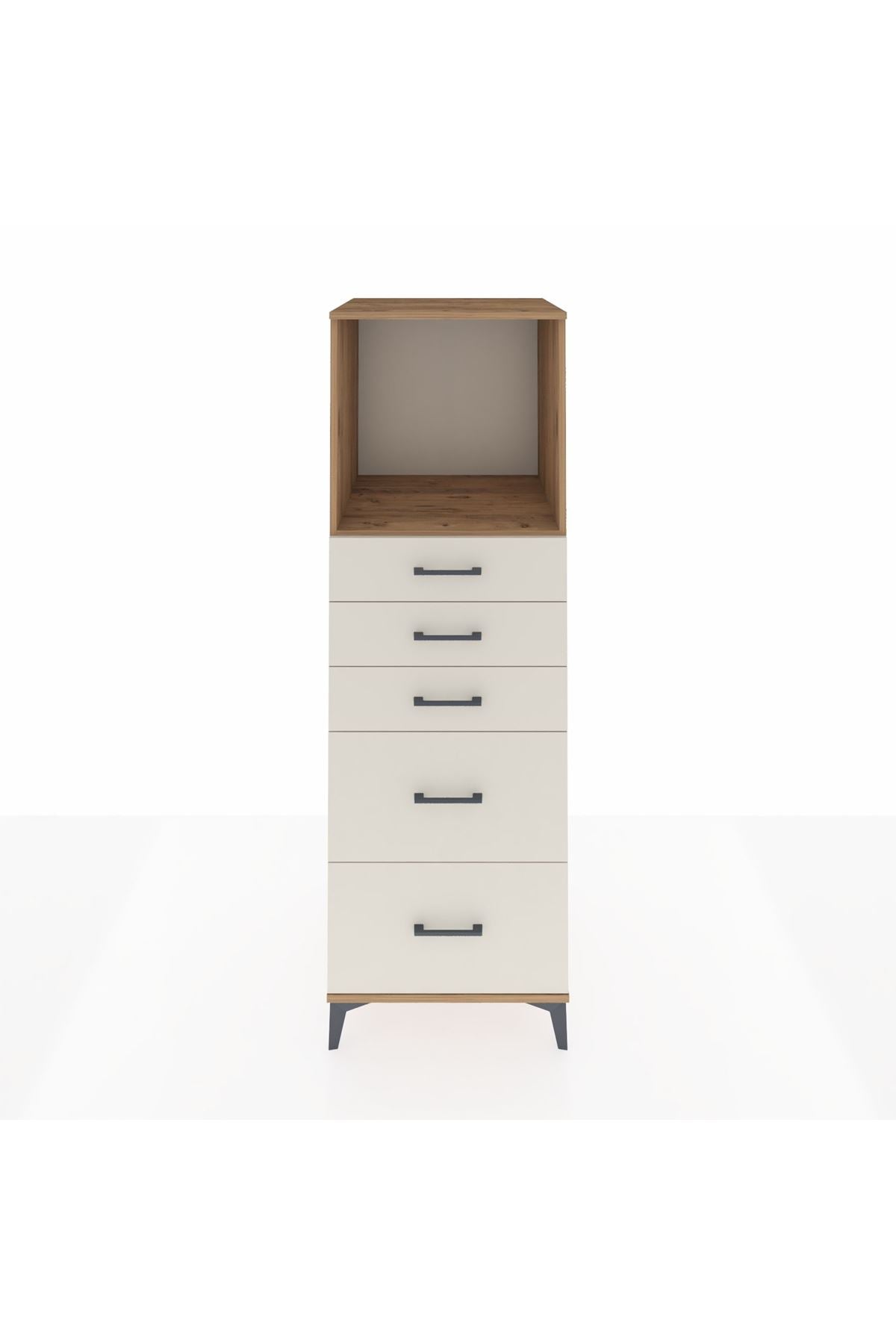 Kronos Dolap Tek Raflı 5 Çekmeceli 60x59x182 Çam-Aytaşı