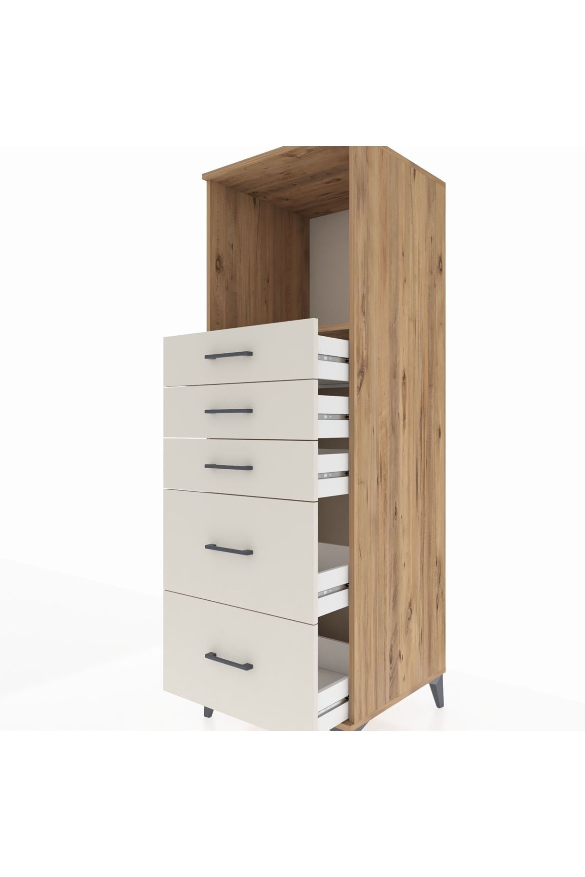 Kronos Dolap Tek Raflı 5 Çekmeceli 60x59x182 Çam-Aytaşı