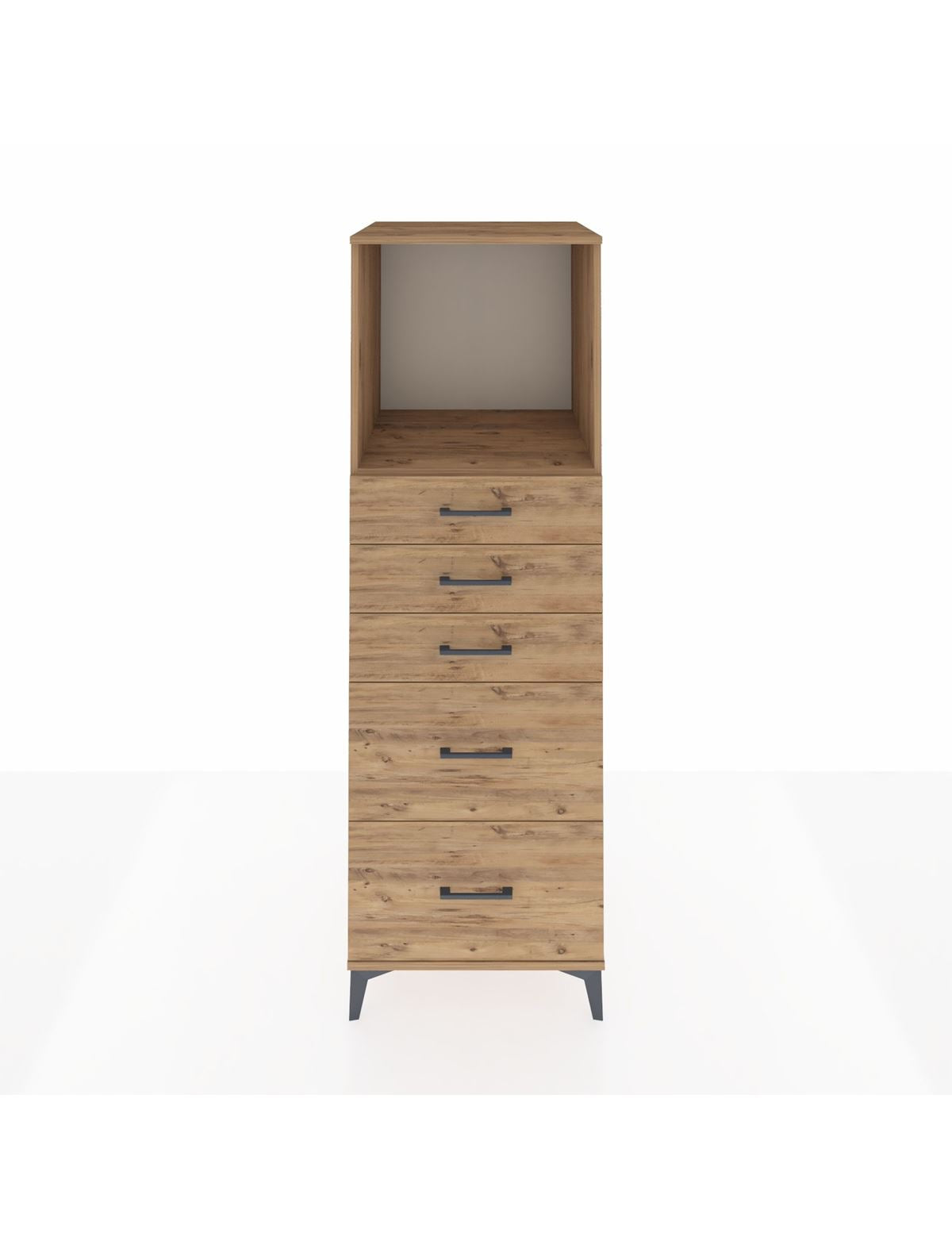 Kronos Dolap Tek Raflı 5 Çekmeceli 60x59x182 Çam-Çam