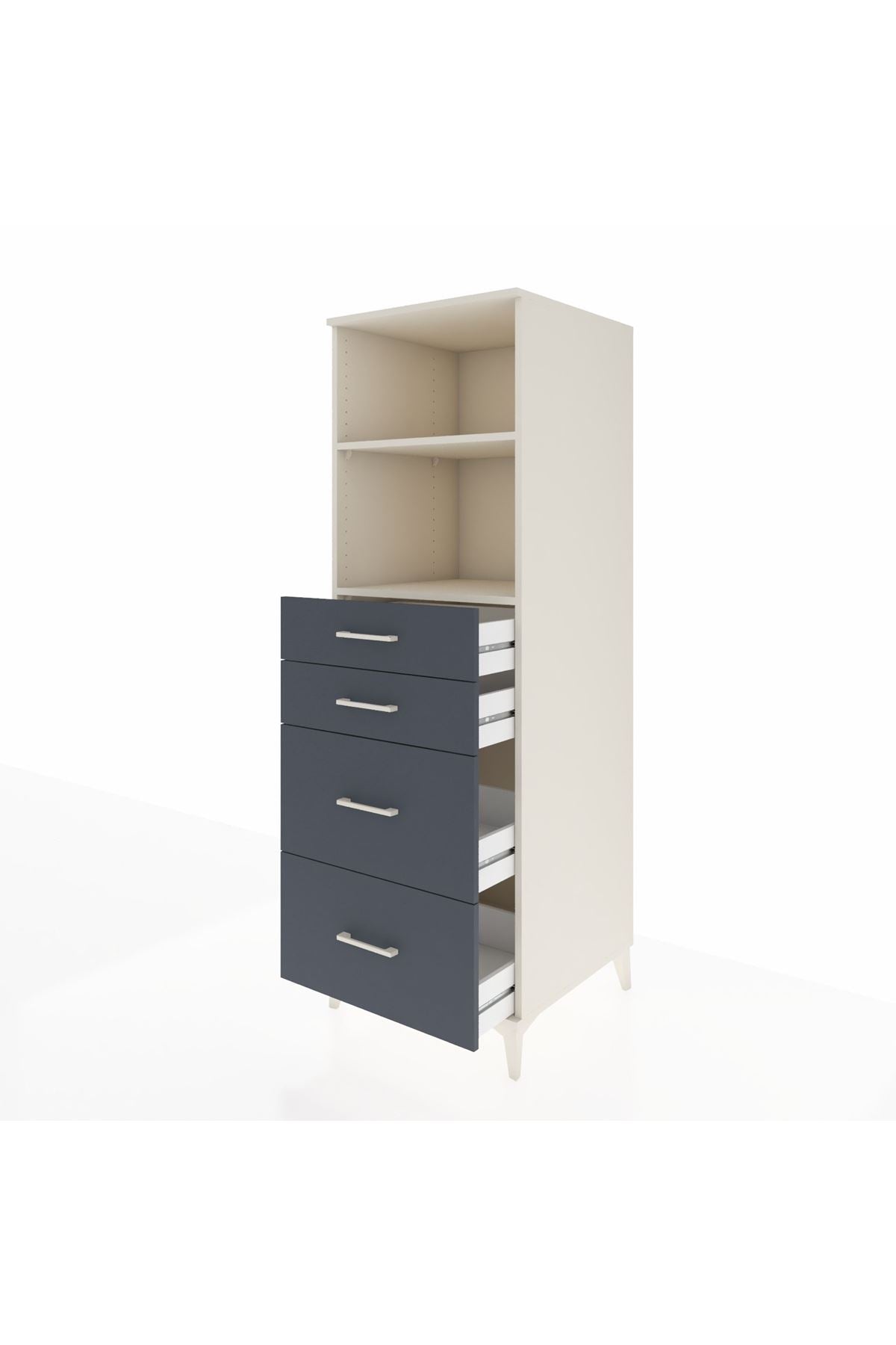 Kronos Dolap 2 Raflı 4 Çekmeceli 60x59x182 Aytaşı-Antrasit