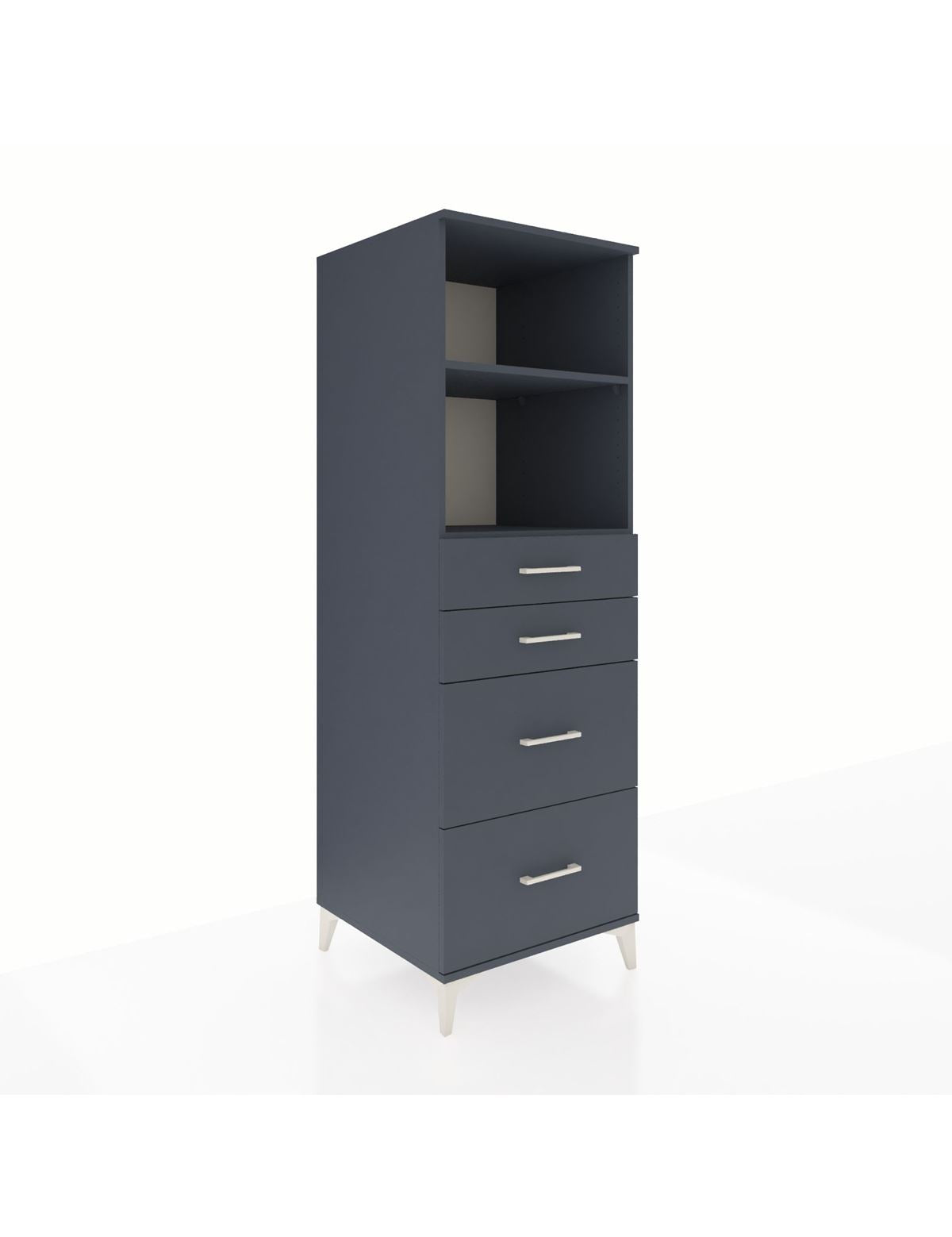 Kronos Dolap 2 Raflı 4 Çekmeceli 60x59x182 Antrasit-Antrasit