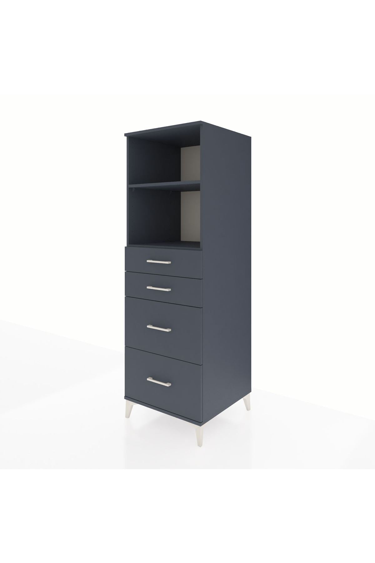 Kronos Dolap 2 Raflı 4 Çekmeceli 60x59x182 Antrasit-Antrasit