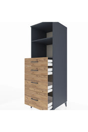 Kronos Dolap 2 Raflı 4 Çekmeceli 60x59x182 Antrasit-Çam