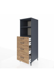 Kronos Dolap 2 Raflı 4 Çekmeceli 60x59x182 Antrasit-Çam