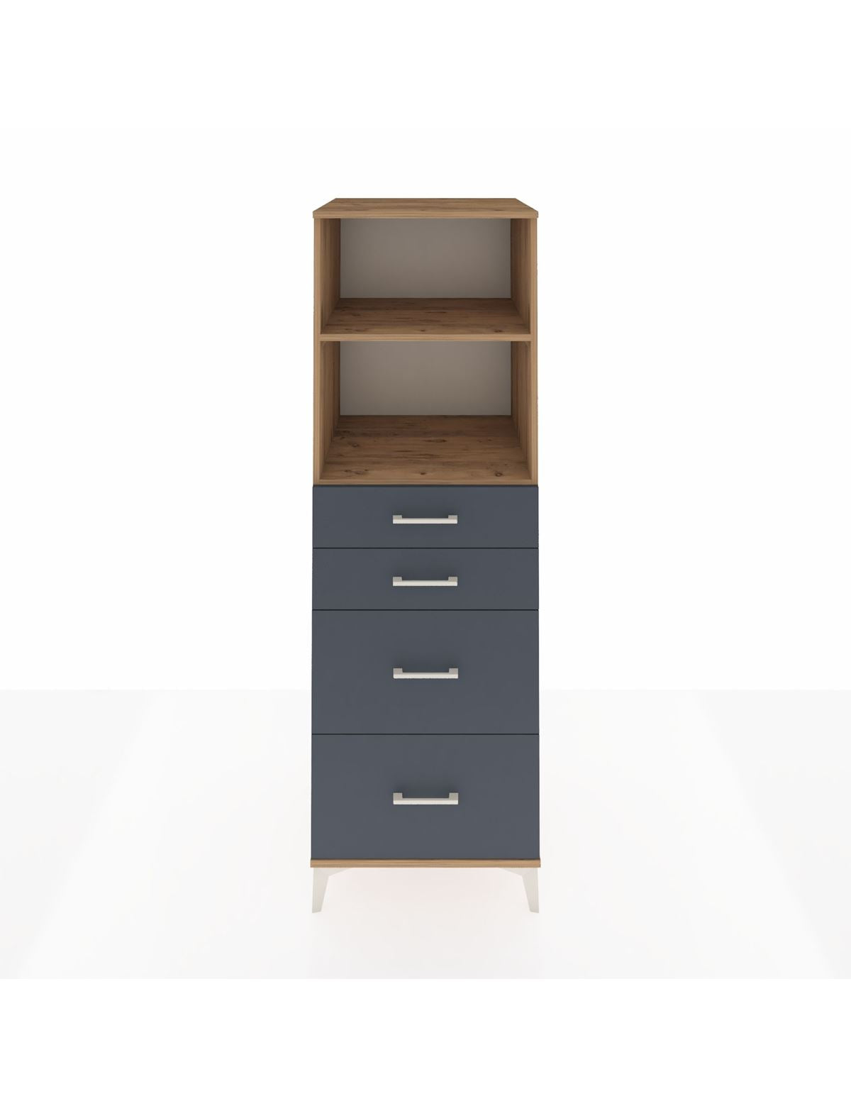 Kronos Dolap 2 Raflı 4 Çekmeceli 60x59x182 Çam-Antrasit