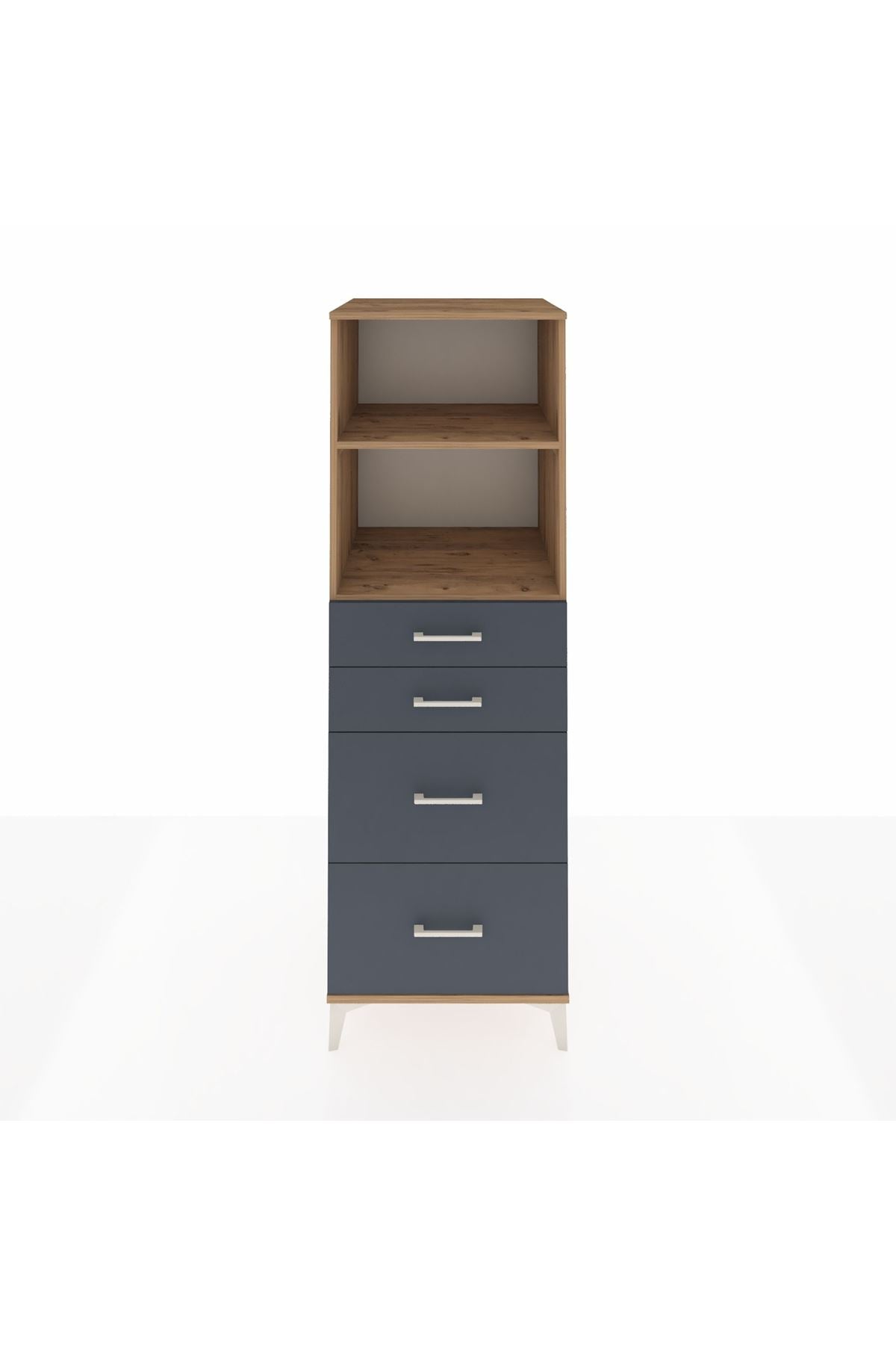 Kronos Dolap 2 Raflı 4 Çekmeceli 60x59x182 Çam-Antrasit