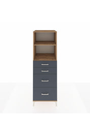 Kronos Dolap 2 Raflı 4 Çekmeceli 60x59x182 Çam-Antrasit