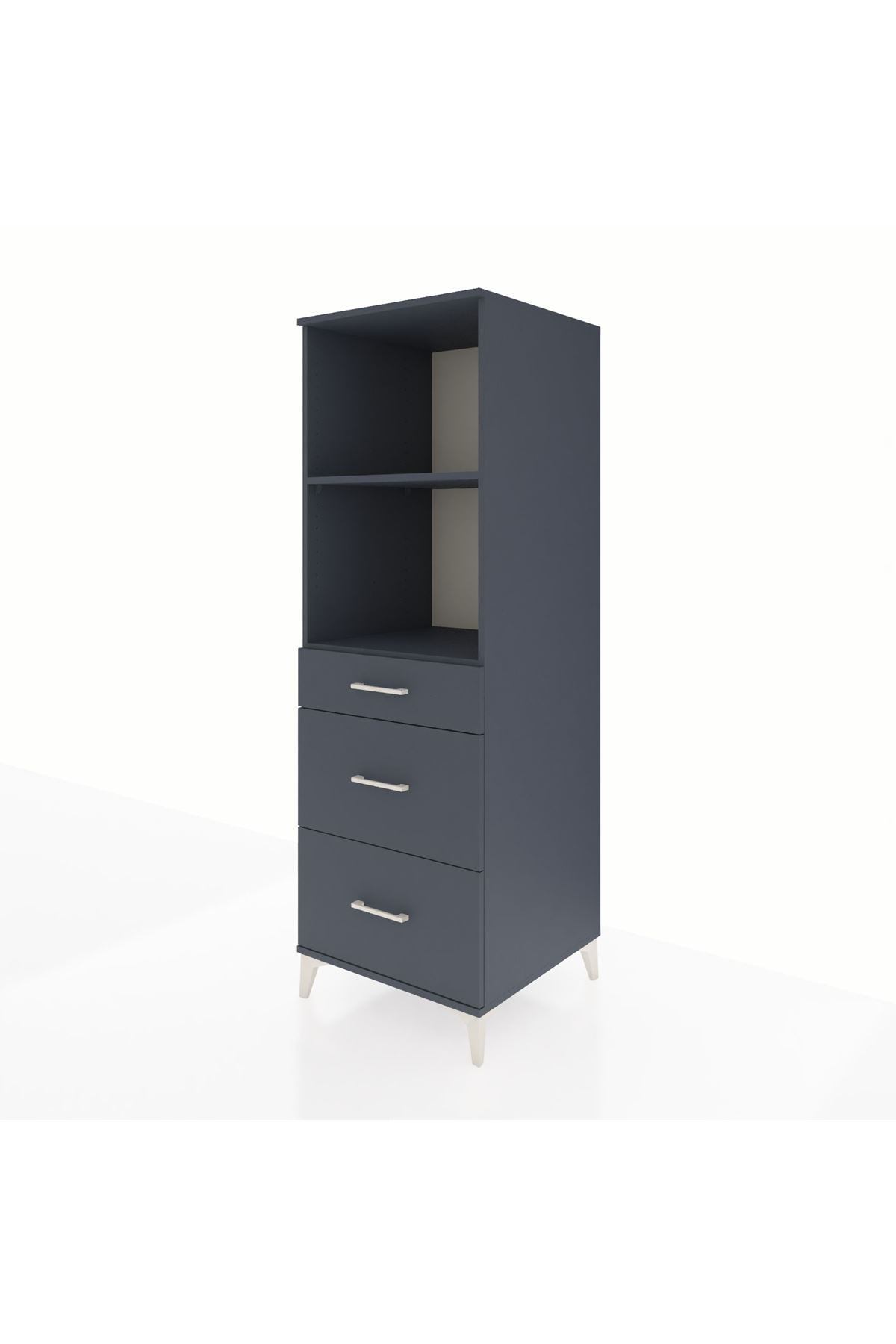 Kronos Dolap 2 Raflı 3 Çekmeceli 60x59x182 Antrasit-Antrasit