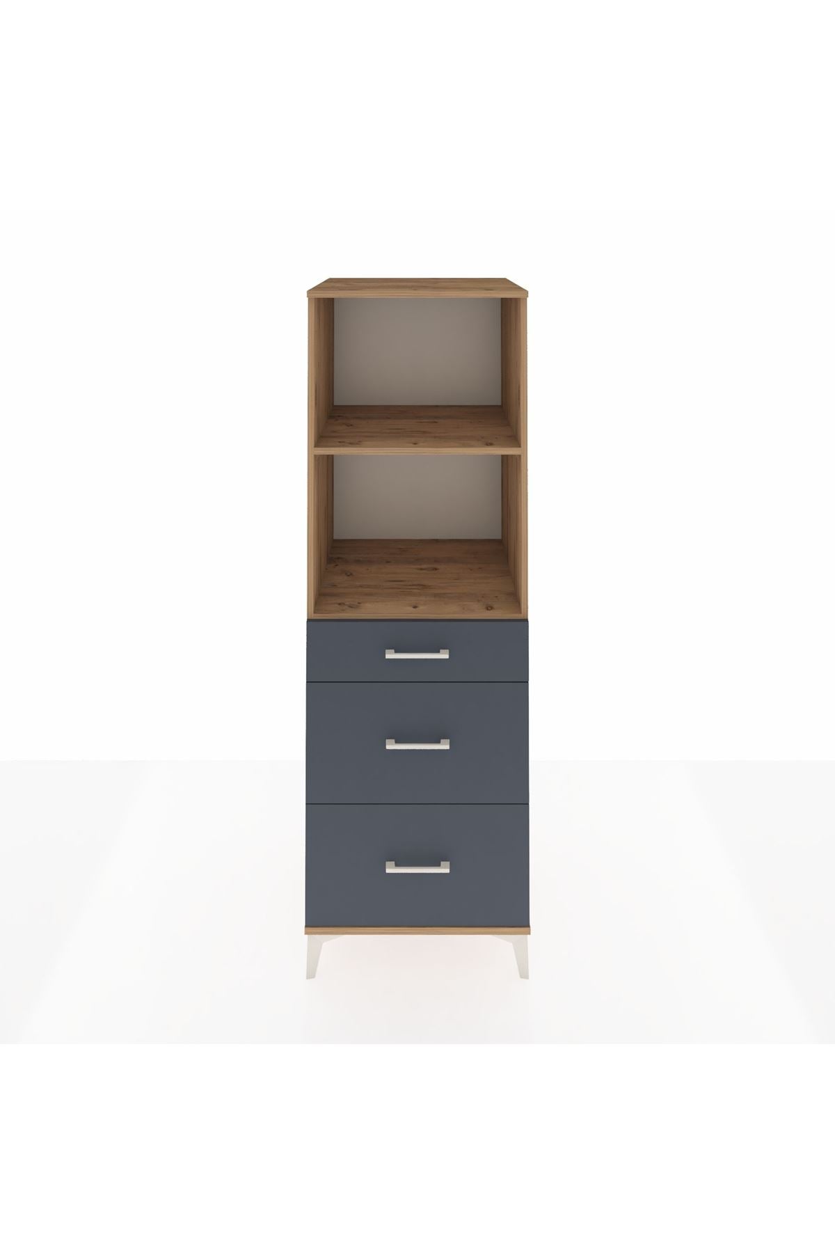 Kronos Dolap 2 Raflı 3 Çekmeceli 60x59x182 Çam-Antrasit