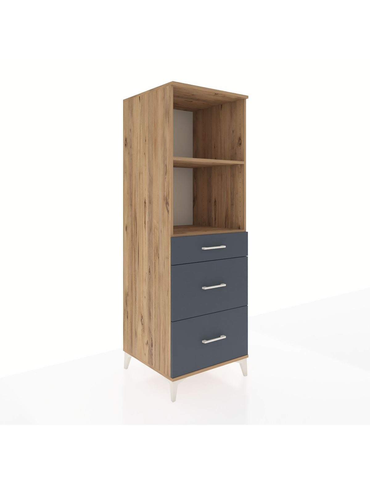 Kronos Dolap 2 Raflı 3 Çekmeceli 60x59x182 Çam-Antrasit