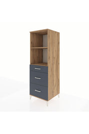 Kronos Dolap 2 Raflı 3 Çekmeceli 60x59x182 Çam-Antrasit