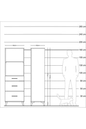 Kronos Dolap 2 Raflı 3 Çekmeceli 60x59x182 Çam-Antrasit