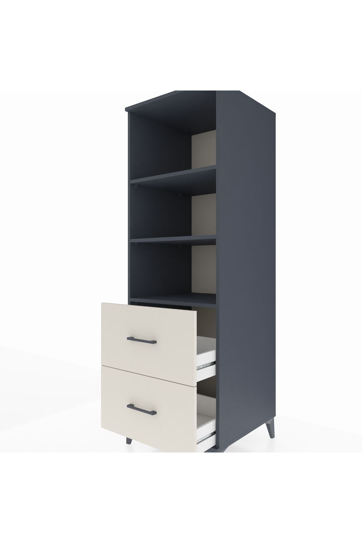 Kronos Dolap 3 Raflı 2 Çekmeceli 60x59x182 Antrasit-Aytaşı
