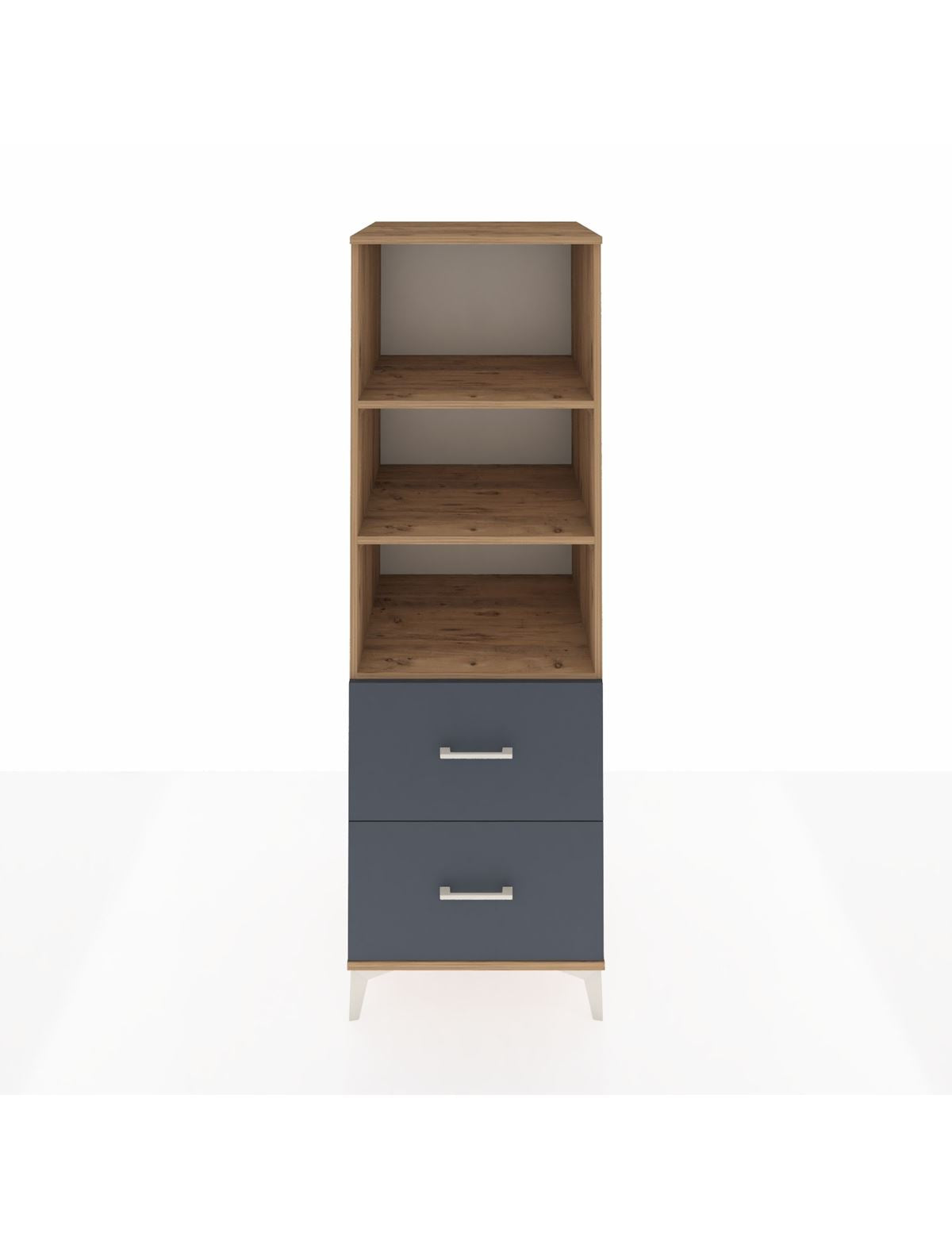 Kronos Dolap 3 Raflı 2 Çekmeceli 60x59x182 Çam-Antrasit