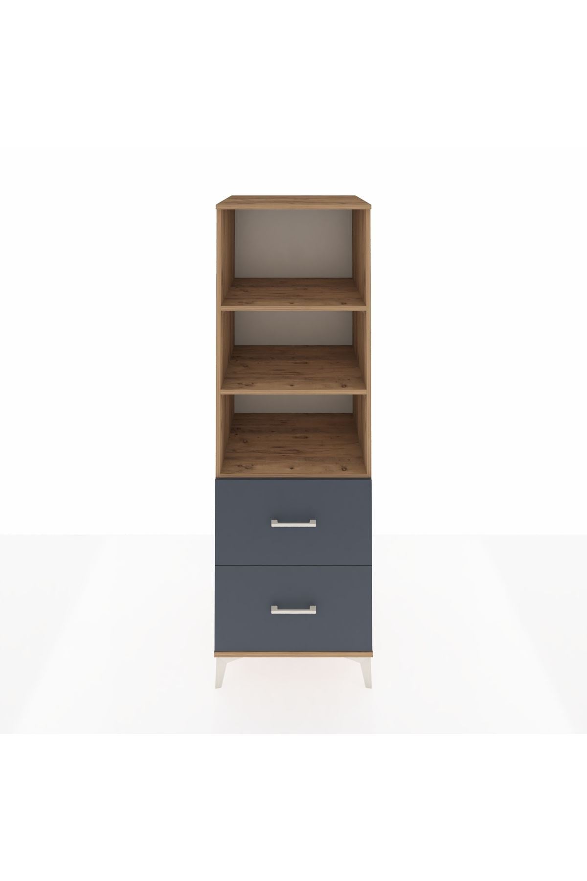 Kronos Dolap 3 Raflı 2 Çekmeceli 60x59x182 Çam-Antrasit