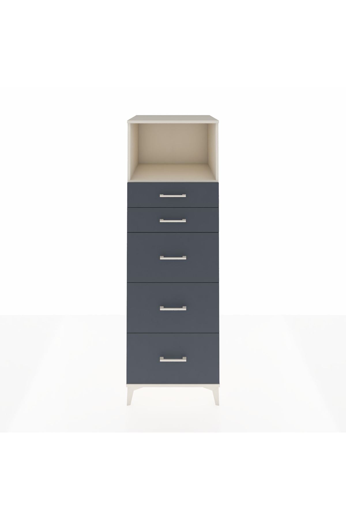 Kronos Dolap Tek Raflı 5 Çekmeceli 60x59x182 Aytaşı-Antrasit