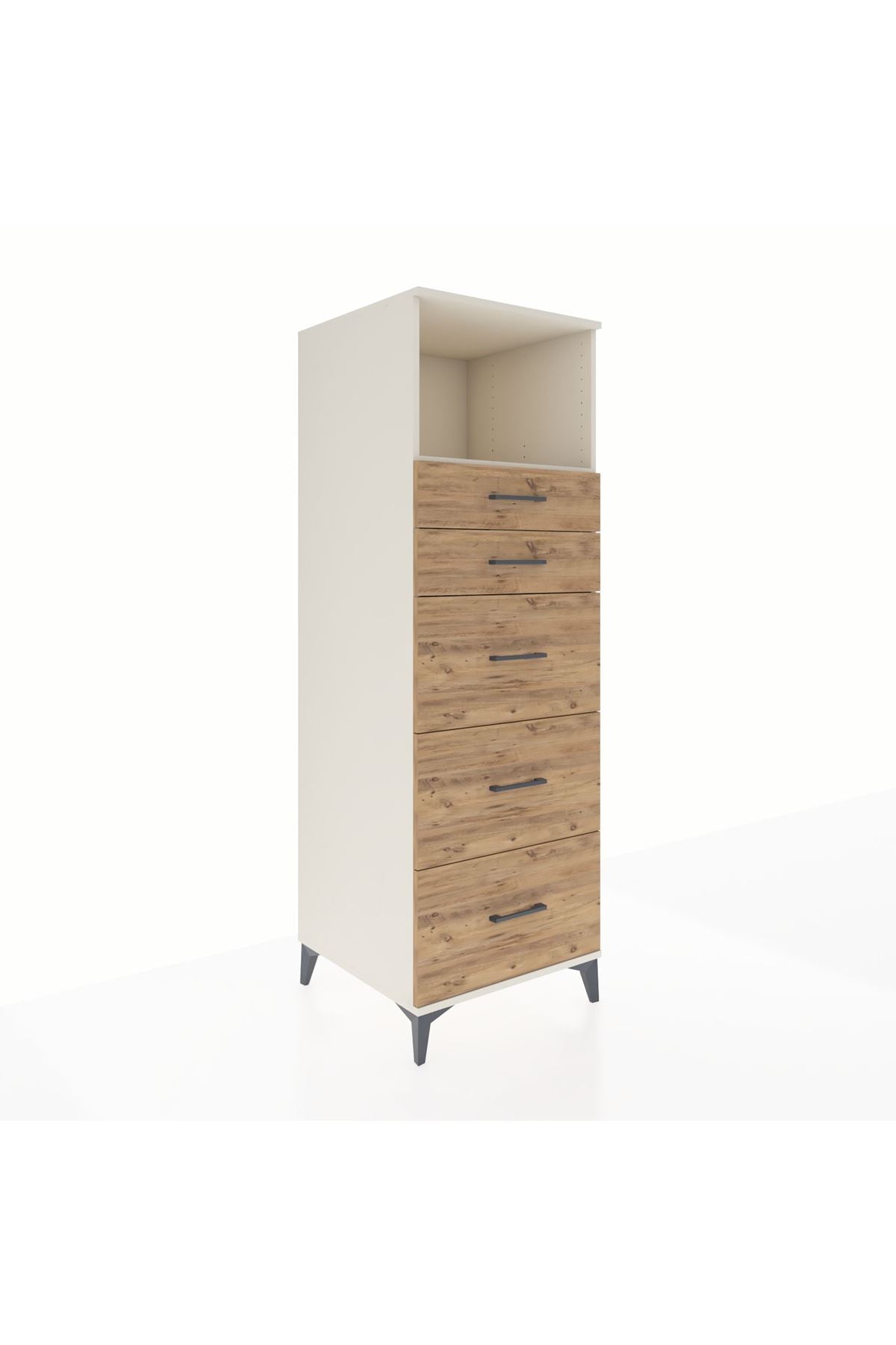 Kronos Dolap Tek Raflı 5 Çekmeceli 60x59x182 Aytaşı-Çam