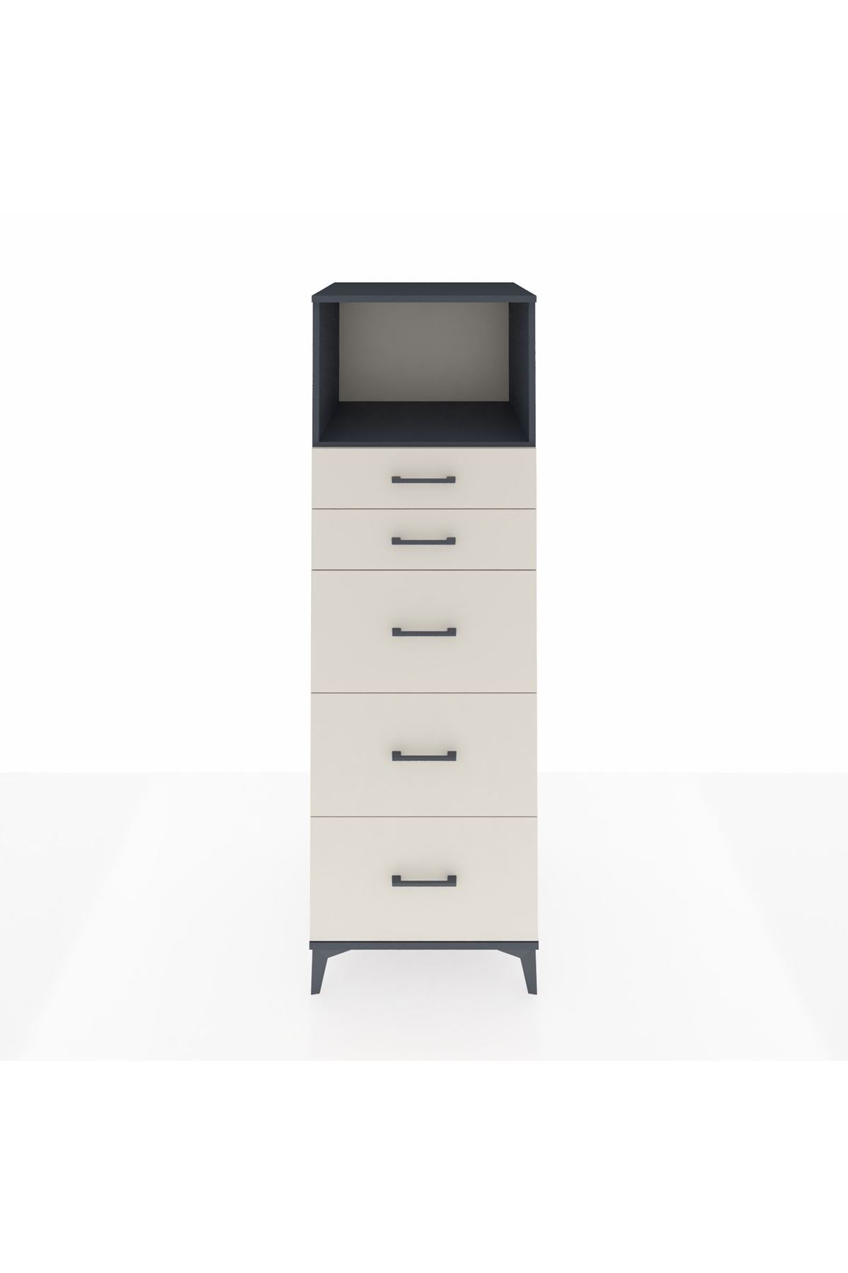 Kronos Dolap Tek Raflı 5 Çekmeceli 60x59x182 Antrasit-Aytaşı