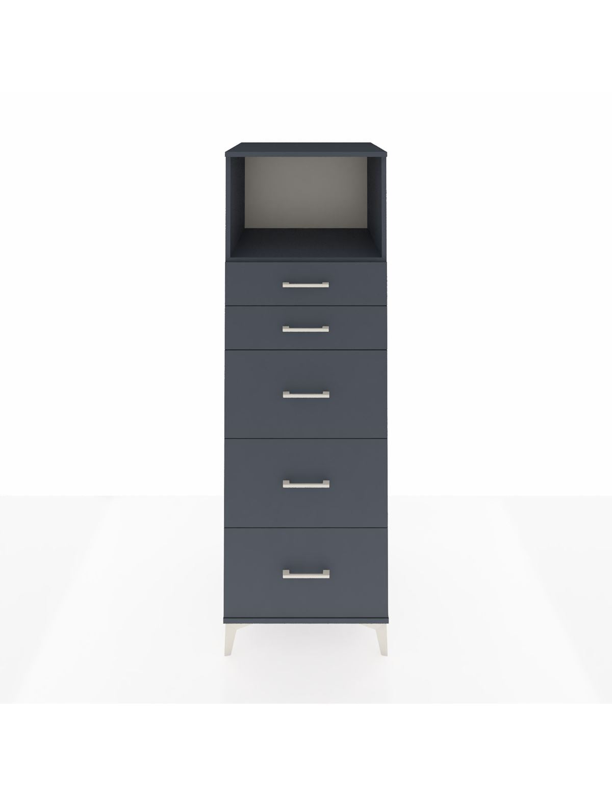 Kronos Dolap Tek Raflı 5 Çekmeceli 60x59x182 Antrasit-Antrasit