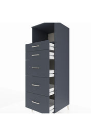 Kronos Dolap Tek Raflı 5 Çekmeceli 60x59x182 Antrasit-Antrasit