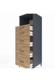 Kronos Dolap Tek Raflı 5 Çekmeceli 60x59x182 Antrasit-Çam