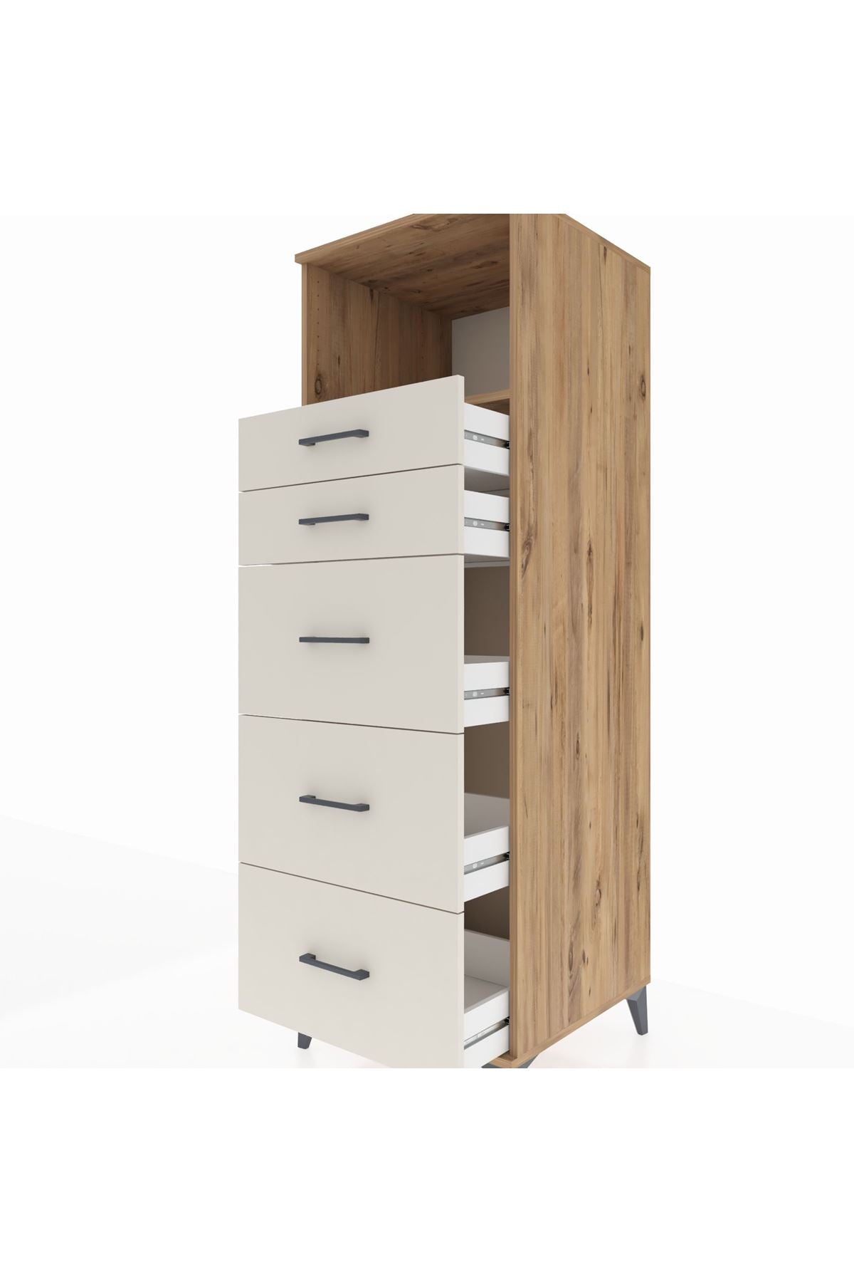 Kronos Dolap Tek Raflı 5 Çekmeceli 60x59x182 Çam-Aytaşı