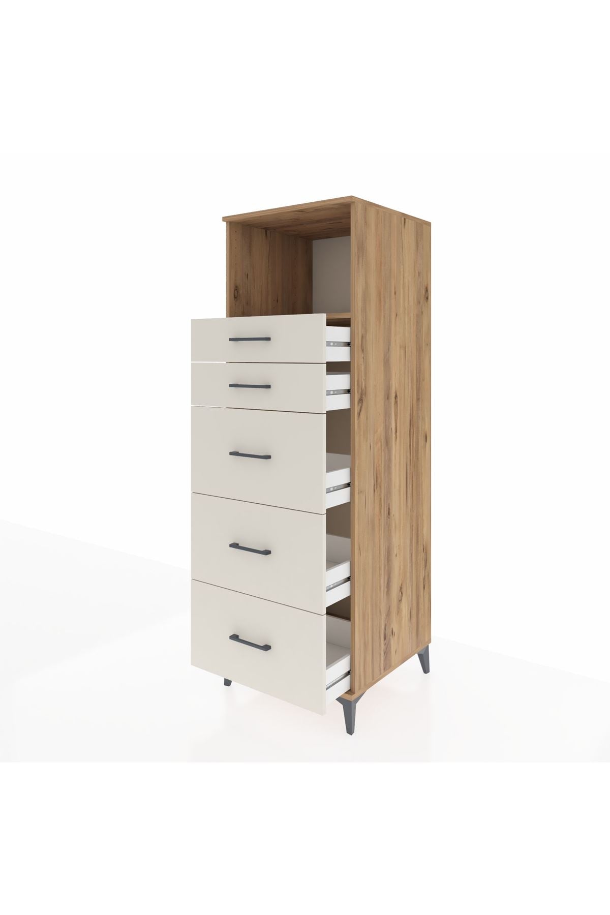 Kronos Dolap Tek Raflı 5 Çekmeceli 60x59x182 Çam-Aytaşı