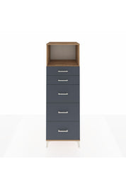 Kronos Dolap Tek Raflı 5 Çekmeceli 60x59x182 Çam-Antrasit