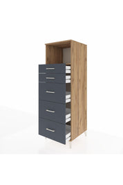 Kronos Dolap Tek Raflı 5 Çekmeceli 60x59x182 Çam-Antrasit