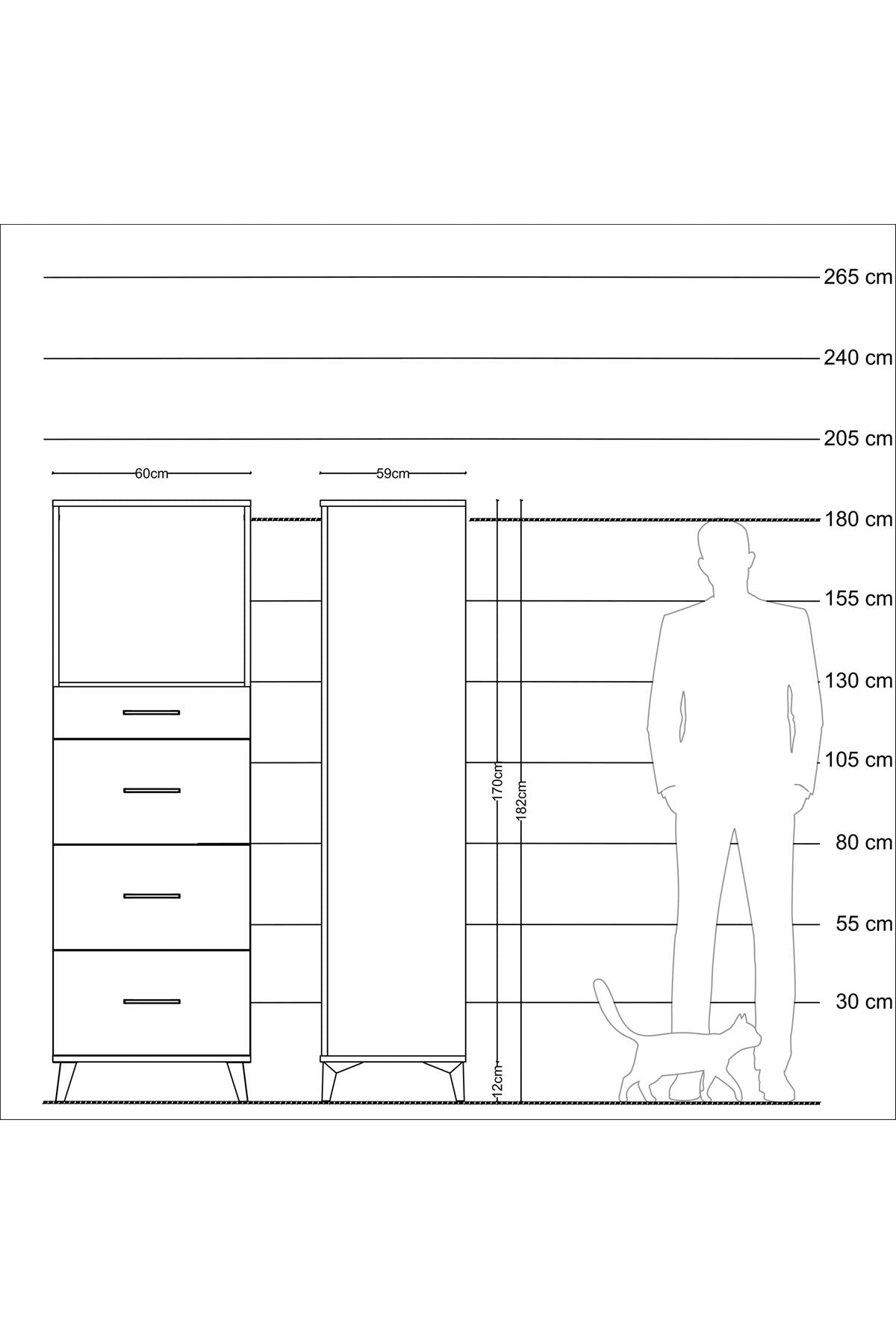 Kronos Dolap Tek Raflı 4 Çekmeceli 60x59x182 Aytaşı-Aytaşı