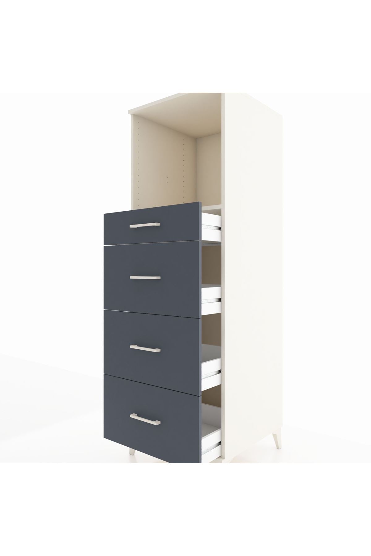 Kronos Dolap Tek Raflı 4 Çekmeceli 60x59x182 Aytaşı-Antrasit