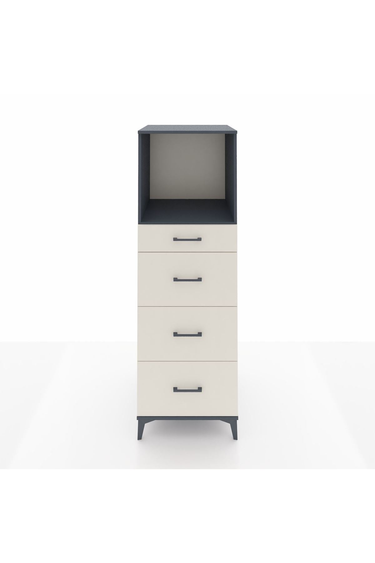 Kronos Dolap Tek Raflı 4 Çekmeceli 60x59x182 Antrasit-Aytaşı