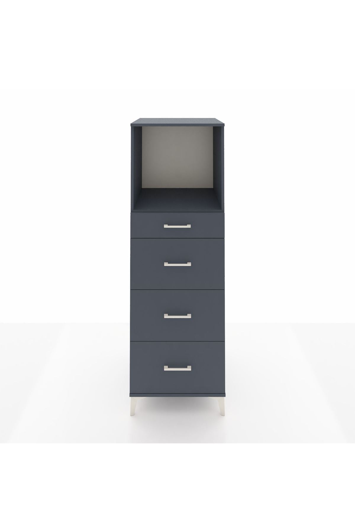 Kronos Dolap Tek Raflı 4 Çekmeceli 60x59x182 Antrasit-Antrasit