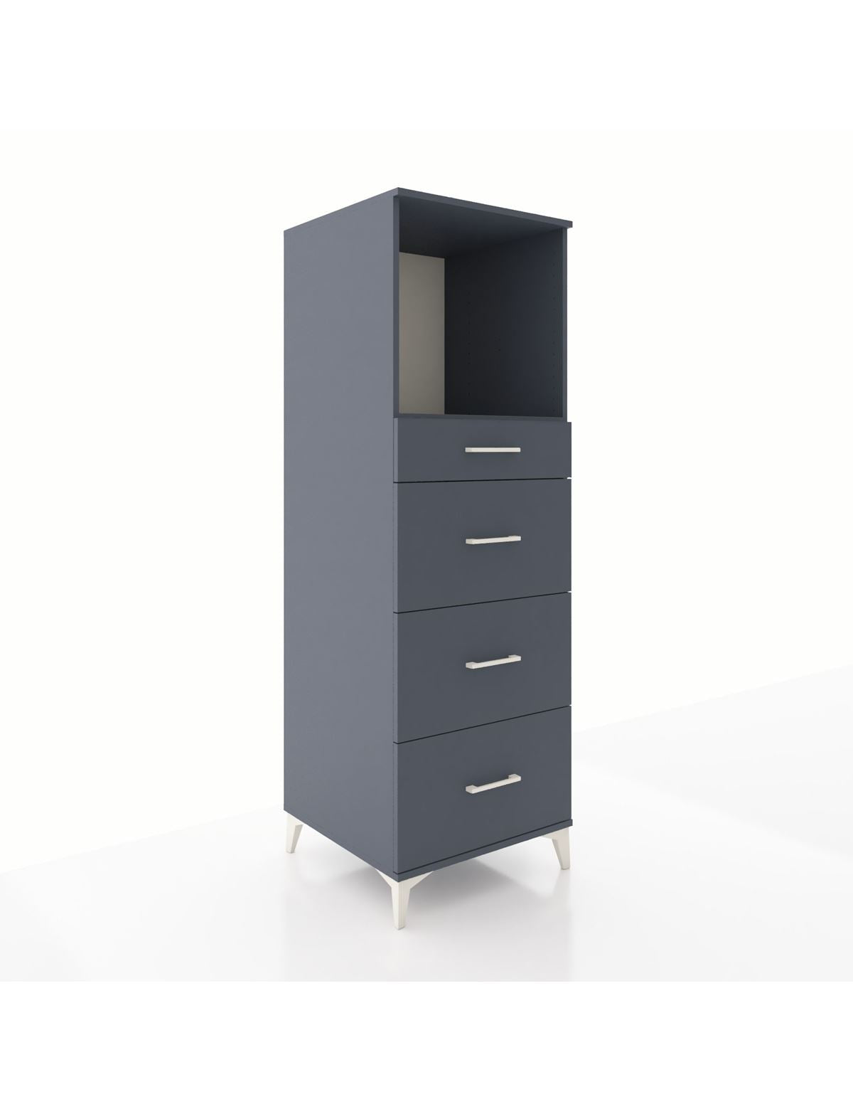 Kronos Dolap Tek Raflı 4 Çekmeceli 60x59x182 Antrasit-Antrasit