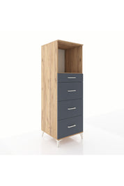 Kronos Dolap Tek Raflı 4 Çekmeceli 60x59x182 Çam-Antrasit