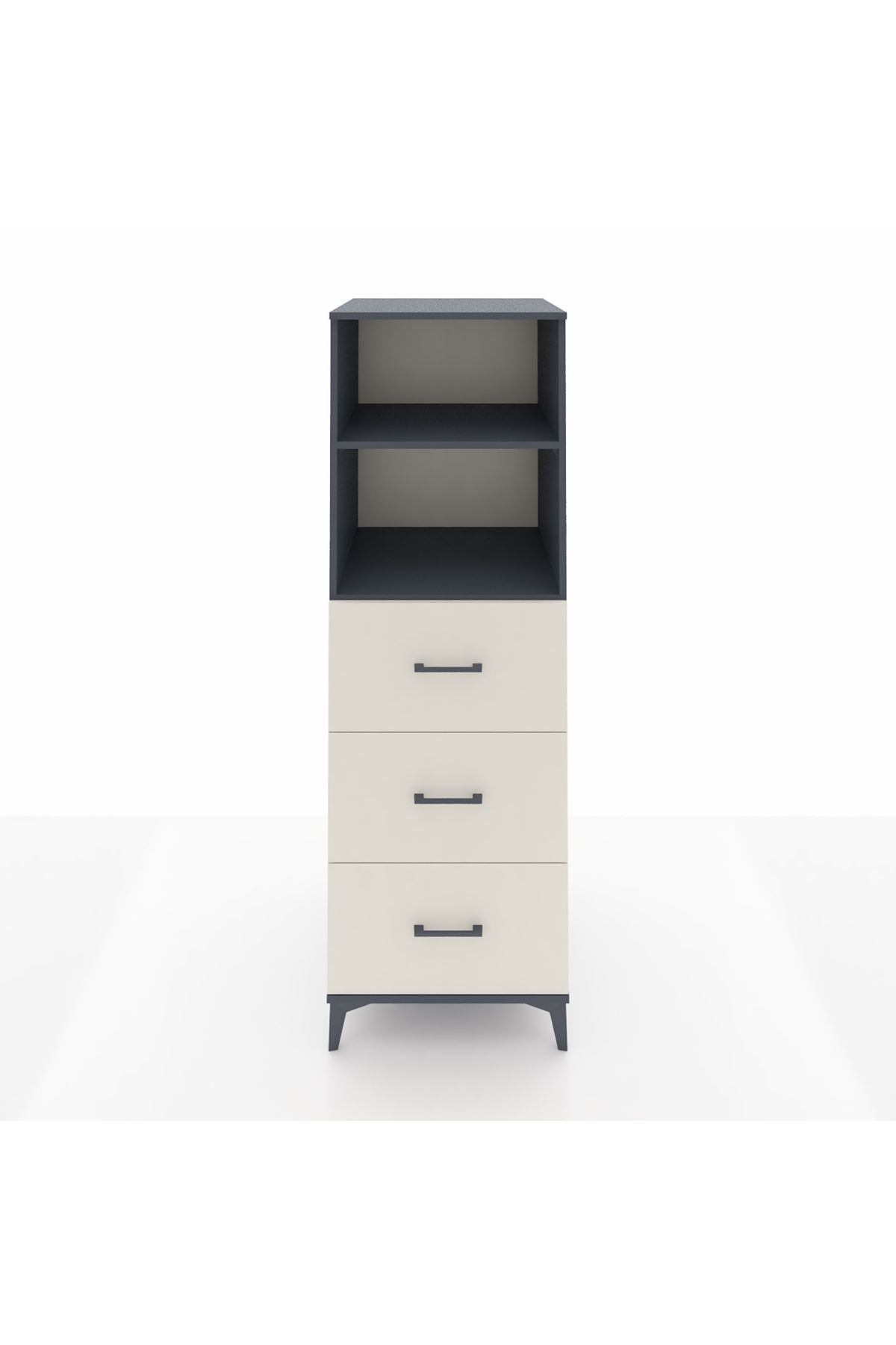 Kronos Dolap 2 Raflı 3 Çekmeceli 60x59x182 Antrasit-Aytaşı