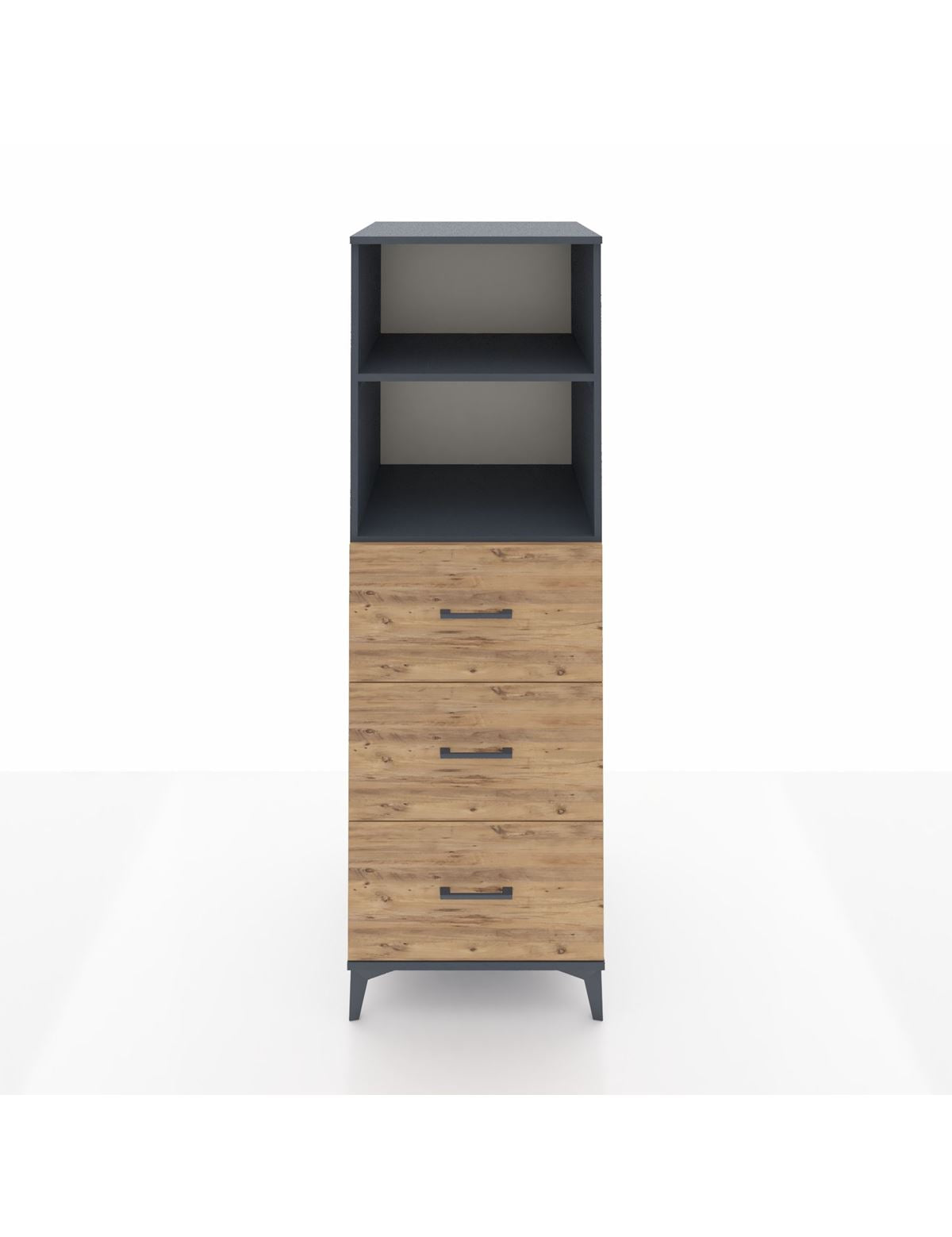 Kronos Dolap 2 Raflı 3 Çekmeceli 60x59x182 Antrasit-Çam