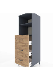 Kronos Dolap 2 Raflı 3 Çekmeceli 60x59x182 Antrasit-Çam