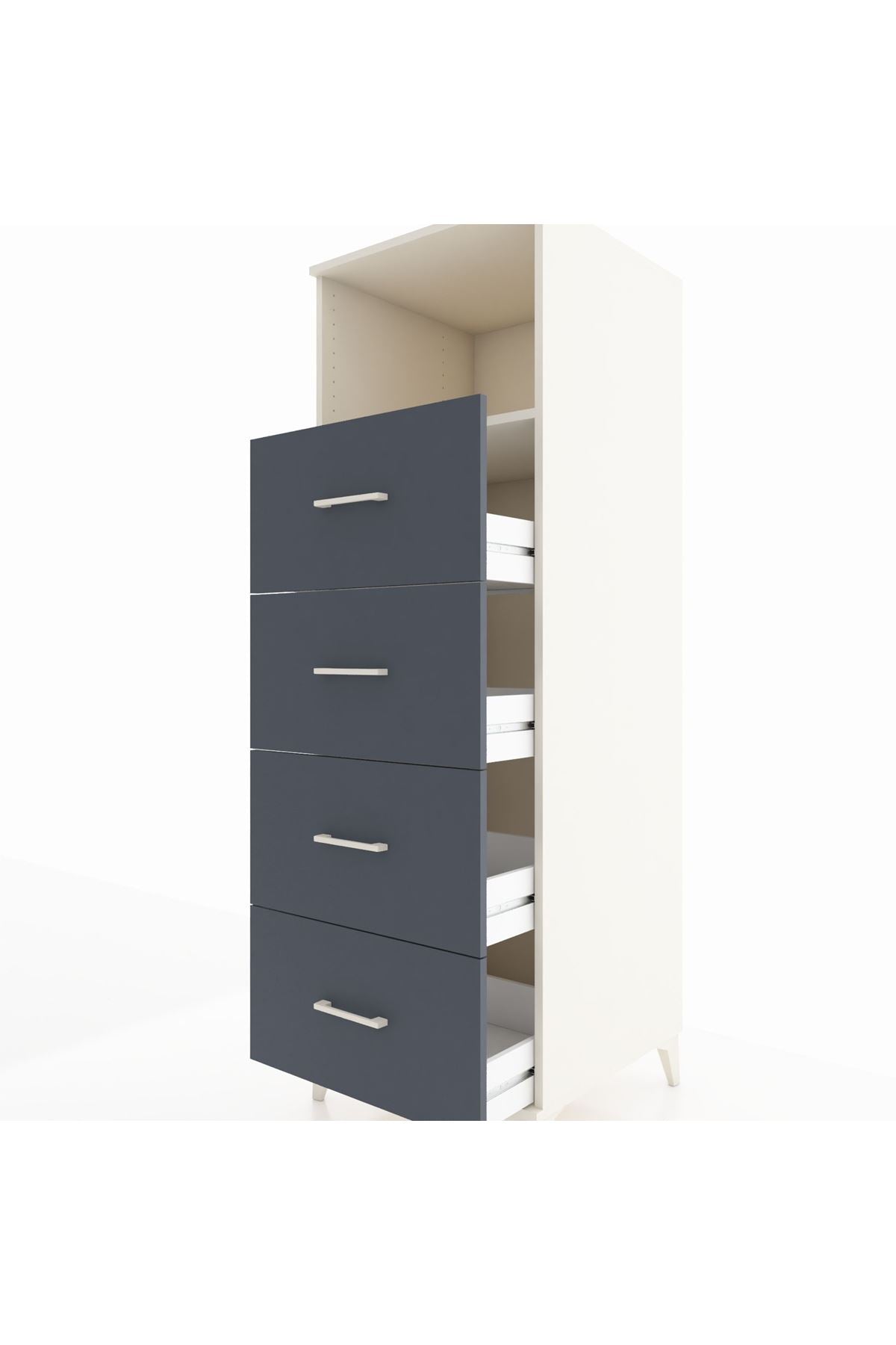 Kronos Dolap Tek Raflı 4 Çekmeceli 60x59x182 Aytaşı-Antrasit